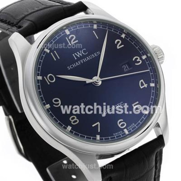IWC Portuguese Automatic Number Markers with Black Dial-Leather Strap