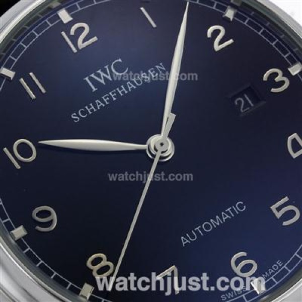 IWC Portuguese Automatic Number Markers with Black Dial-Leather Strap