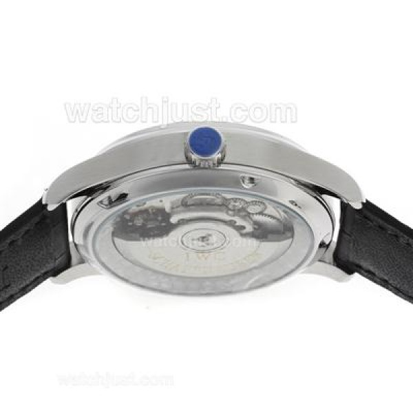 IWC Portuguese Automatic Number Markers with Black Dial-Leather Strap