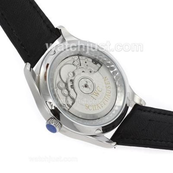 IWC Portuguese Automatic Number Markers with Black Dial-Leather Strap