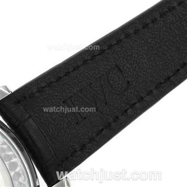 IWC Portuguese Automatic Number Markers with Black Dial-Leather Strap