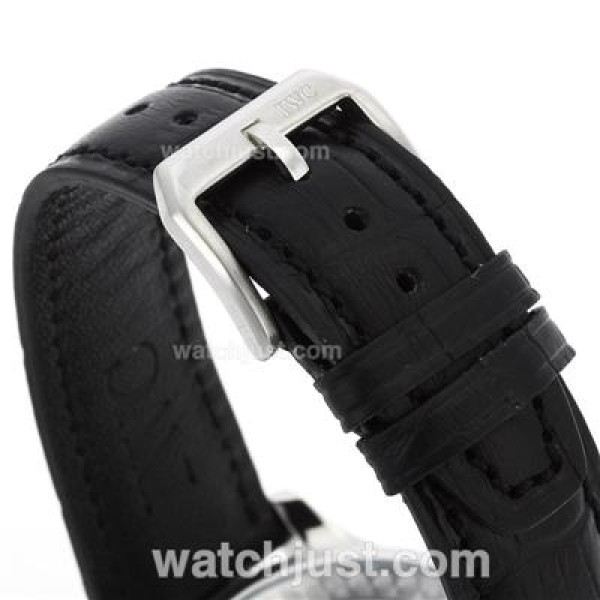 IWC Portuguese Automatic Number Markers with Black Dial-Leather Strap