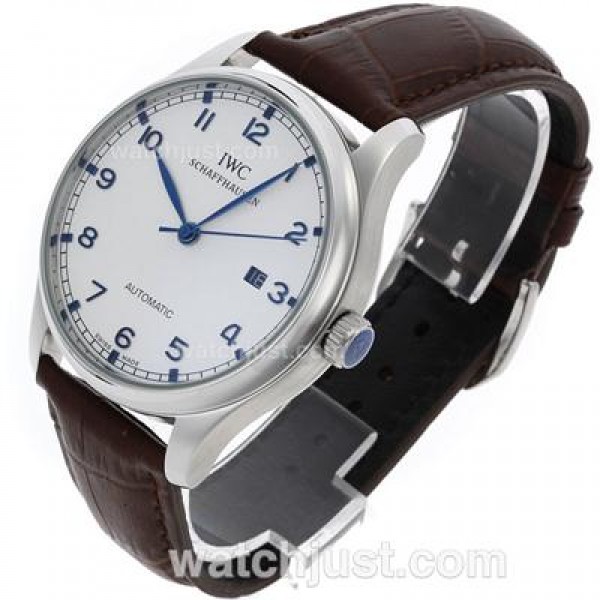 IWC Portuguese Automatic Number Markers with White Dial-Leather Strap