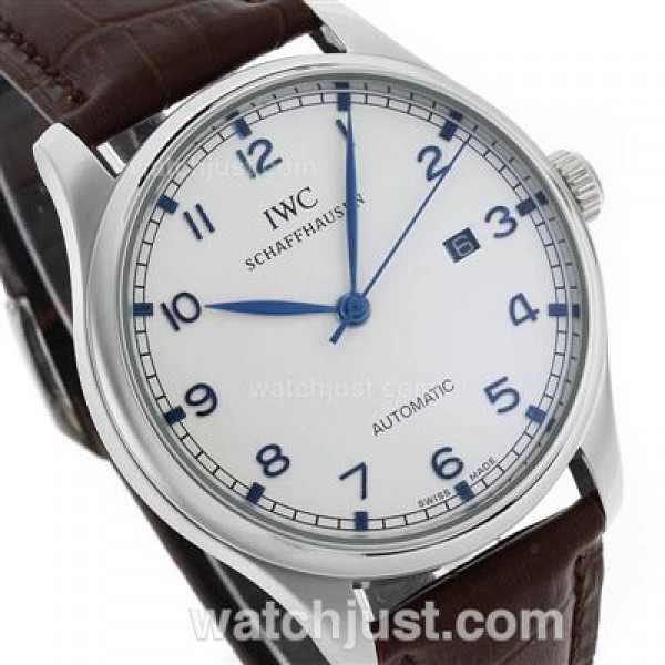 IWC Portuguese Automatic Number Markers with White Dial-Leather Strap