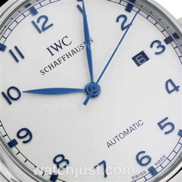 IWC Portuguese Automatic Number Markers with White Dial-Leather Strap
