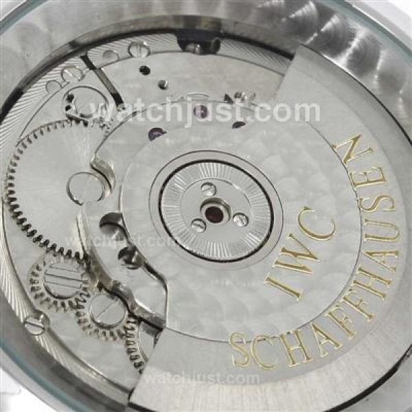 IWC Portuguese Automatic Rose Gold Case Number Markers with Black Dial-Leather Strap