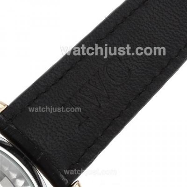 IWC Portuguese Automatic Rose Gold Case Number Markers with Black Dial-Leather Strap
