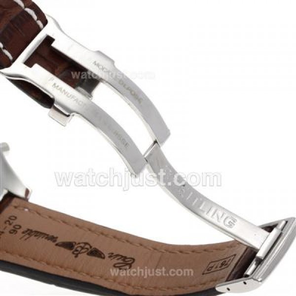 Breitling for Bentley Big Date 6.75 Chronograph Swiss Valjoux 7750 Movement with White Dial-Leather Strap