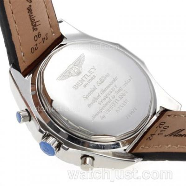 Breitling for Bentley Big Date 6.75 Chronograph Swiss Valjoux 7750 Movement with White Dial-Leather Strap