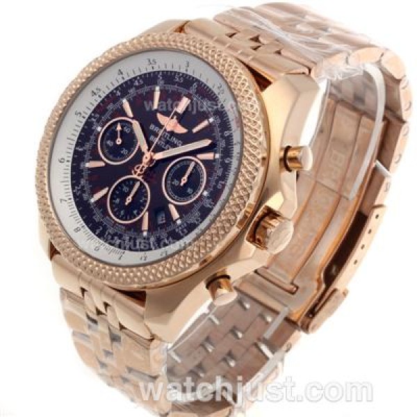 Breitling for Bentley Chronograph Swiss Valjoux 7750 Movement Full Rose Gold with Brown Dial