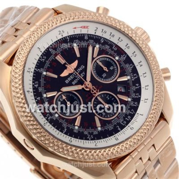 Breitling for Bentley Chronograph Swiss Valjoux 7750 Movement Full Rose Gold with Brown Dial