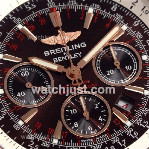 Breitling for Bentley Chronograph Swiss Valjoux 7750 Movement Full Rose Gold with Brown Dial