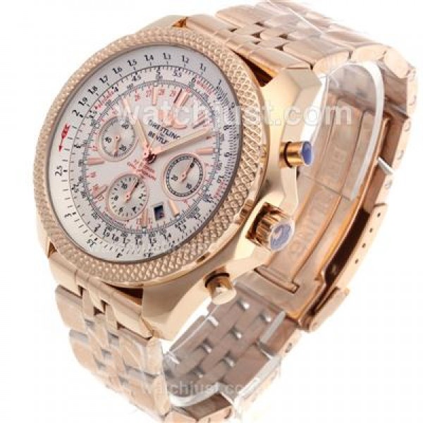 Breitling for Bentley Chronograph Swiss Valjoux 7750 Movement Full Rose Gold with White Dial