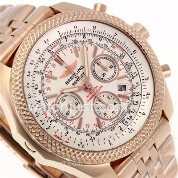 Breitling for Bentley Chronograph Swiss Valjoux 7750 Movement Full Rose Gold with White Dial
