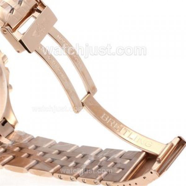 Breitling for Bentley Chronograph Swiss Valjoux 7750 Movement Full Rose Gold with White Dial