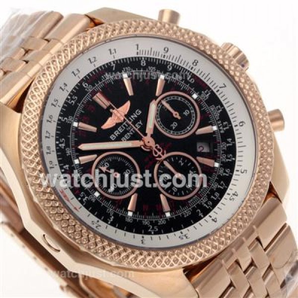 Breitling for Bentley Chronograph Swiss Valjoux 7750 Movement Full Rose Gold with Black Dial