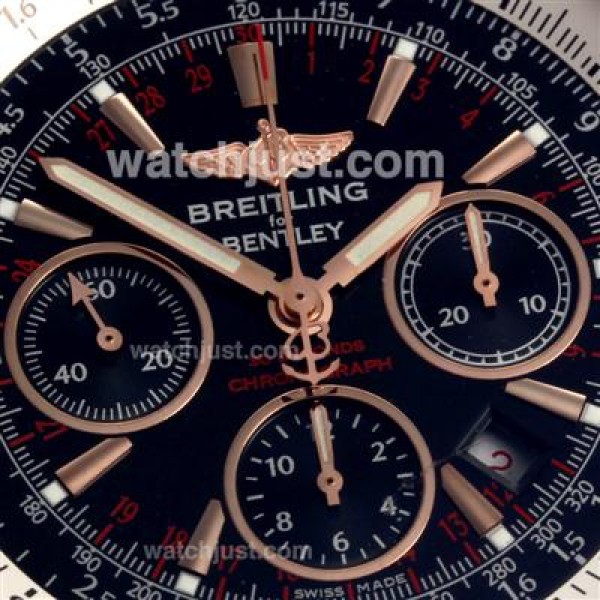 Breitling for Bentley Chronograph Swiss Valjoux 7750 Movement Full Rose Gold with Black Dial