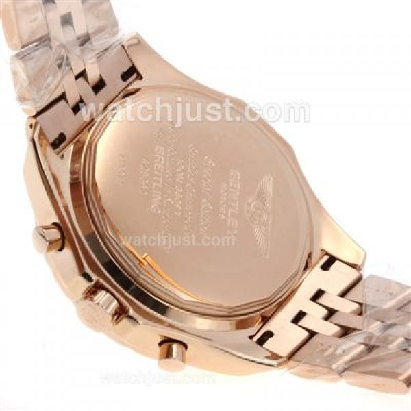 Breitling for Bentley Chronograph Swiss Valjoux 7750 Movement Full Rose Gold with Black Dial