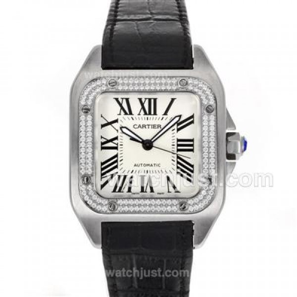 Swiss Movement Cartier Santos 100 Replica Watches With White Dials For Men