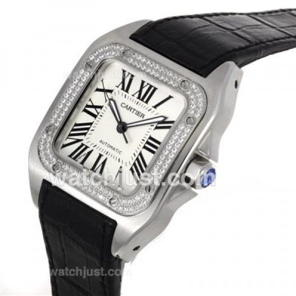 Swiss Movement Cartier Santos 100 Replica Watches With White Dials For Men