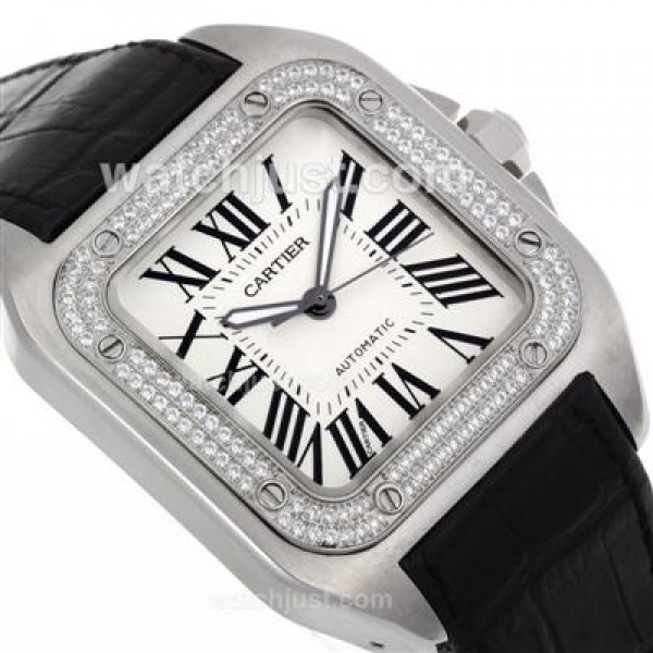 Swiss Movement Cartier Santos 100 Replica Watches With White Dials For Men