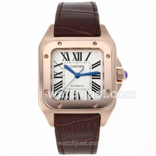 Best Quality Cartier Santos 100 Fake Watches With White Dials For Men