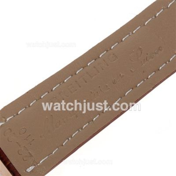 Breitling Chronomat B01 Working Chronograph Rose Gold Case with White Dial-Leather Strap