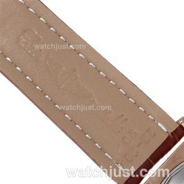 Breitling Chronomat B01 Working Chronograph Rose Gold Case with White Dial-Leather Strap