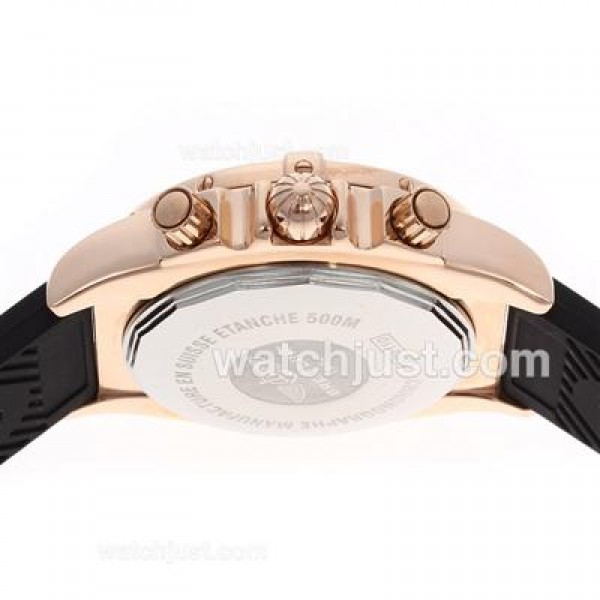 Breitling Chronomat B01 Working Chronograph Rose Gold Case with White Dial-Rubber Strap