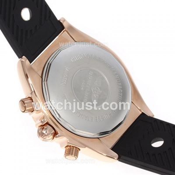 Breitling Chronomat B01 Working Chronograph Rose Gold Case with White Dial-Rubber Strap