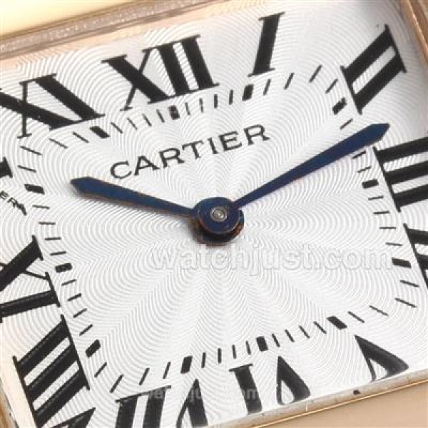 Cartier Santos 100 Rose Gold Case with White Dial-Leather Strap