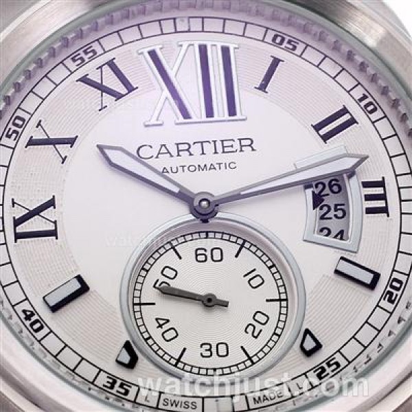 Cartier Calibre de Cartier Automatic with White Dial-Leather Strap