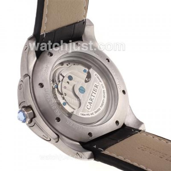 Cartier Calibre de Cartier Automatic with White Dial-Leather Strap