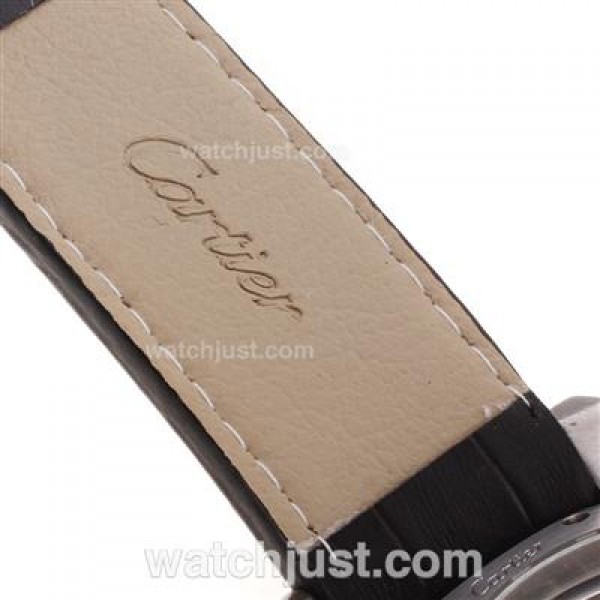 Cartier Calibre de Cartier Automatic with White Dial-Leather Strap