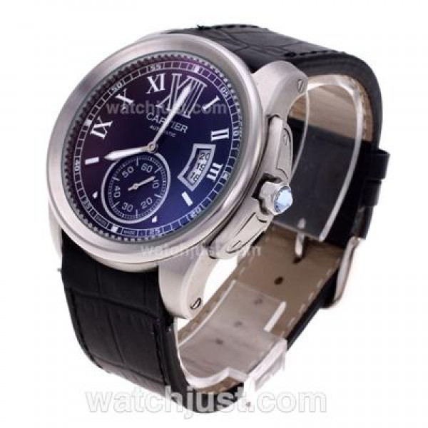 Cartier Calibre de Cartier Automatic with Black Dial-Leather Strap