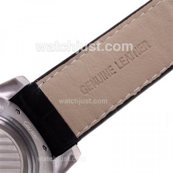 Cartier Calibre de Cartier Automatic with Black Dial-Leather Strap