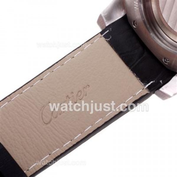Cartier Calibre de Cartier Automatic with Black Dial-Leather Strap