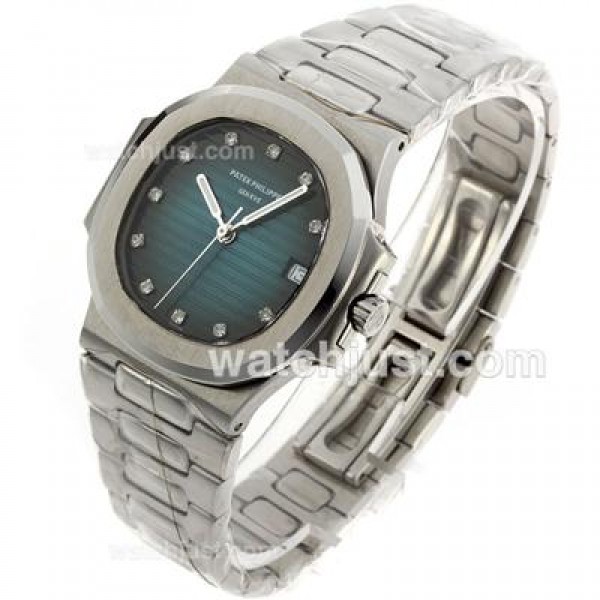 Patek Philippe Nautilus Swiss ETA 2836 Movement Diamond Markers with Green Dial S/S