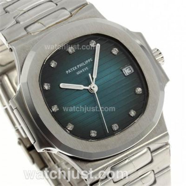 Patek Philippe Nautilus Swiss ETA 2836 Movement Diamond Markers with Green Dial S/S