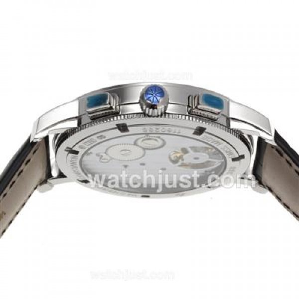 UK Perfect Replica Vacheron Constantin Working Tourbillon Manual Winding with Black Dial-Leather Strap Watches