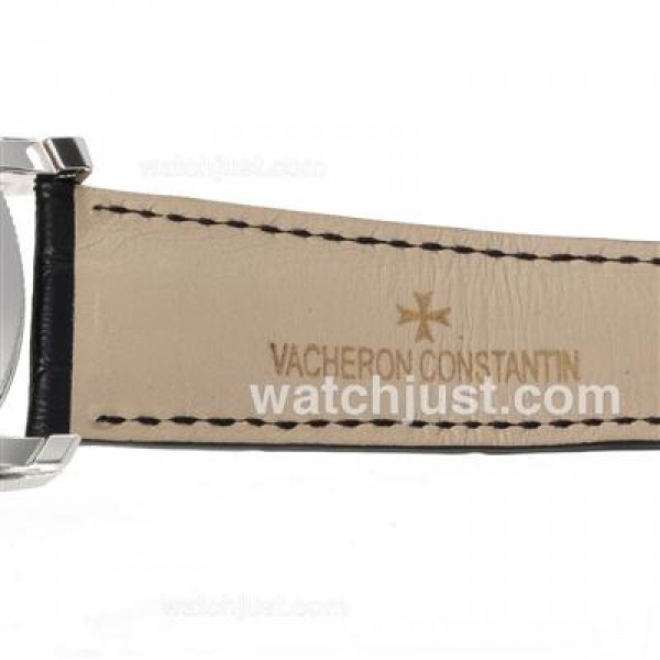 UK Perfect Replica Vacheron Constantin Working Tourbillon Manual Winding with Black Dial-Leather Strap Watches