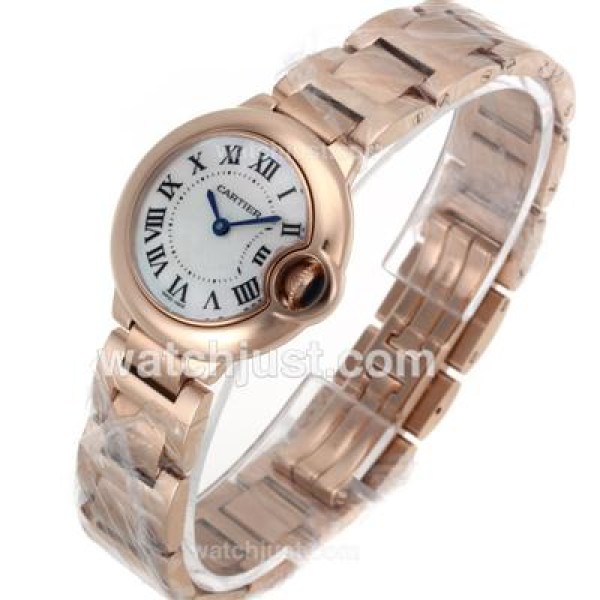 Cartier Ballon Bleu de Swiss ETA Movement Full Rose Gold with MOP Dial-Lady Size