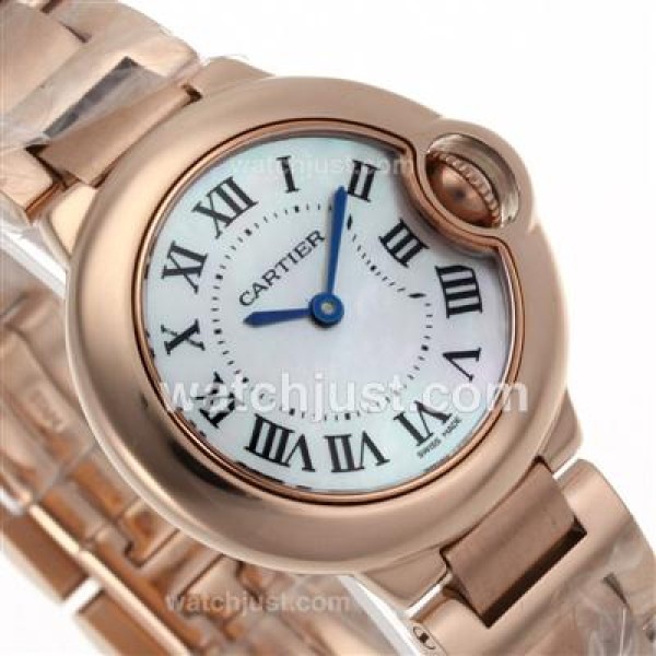 Cartier Ballon Bleu de Swiss ETA Movement Full Rose Gold with MOP Dial-Lady Size