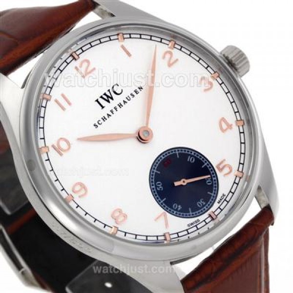 IWC Portuguese Manual Winding Rose Gold Number Markers with White Dial-Leather Strap