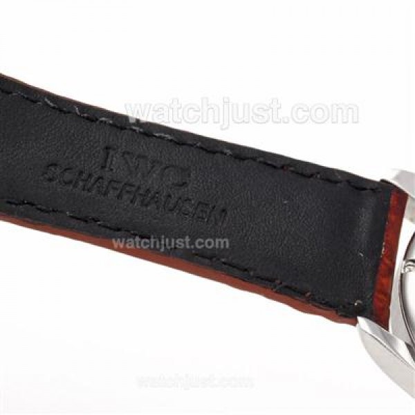 IWC Portuguese Manual Winding Rose Gold Number Markers with White Dial-Leather Strap