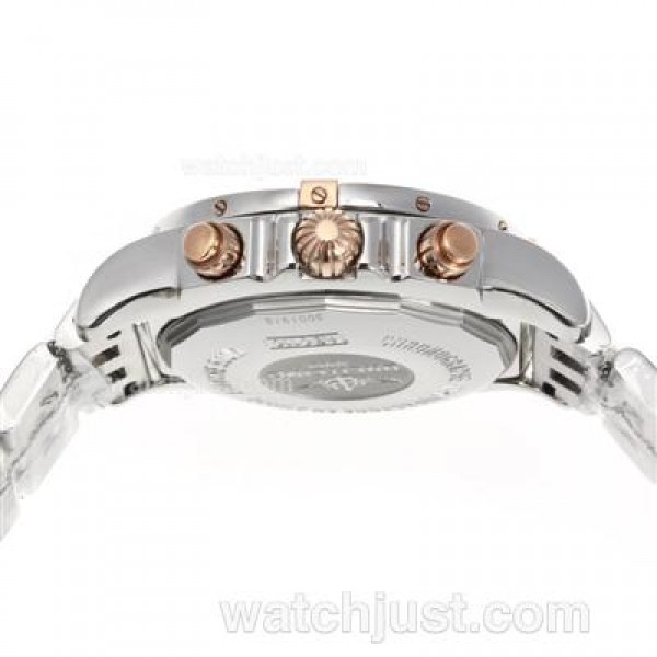 Breitling Chronomat B01 Chronograph Swiss Valjoux 7750 Movement Two Tone Case with White Dial