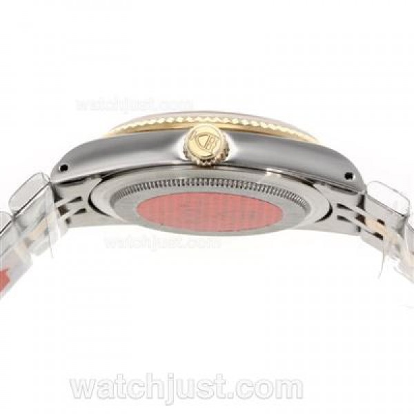 Tudor Prince Date Swiss ETA 2836 Movement 14K Wrapped Two Tone Diamond Markers with Golden Dial