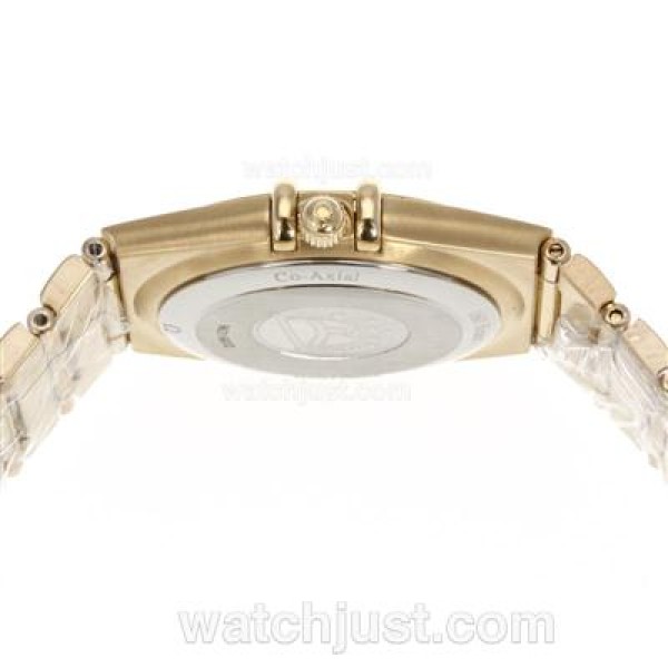 Omega Constellation Swiss ETA Movement Full Gold Diamond Bezel and Markers with Golden Dial