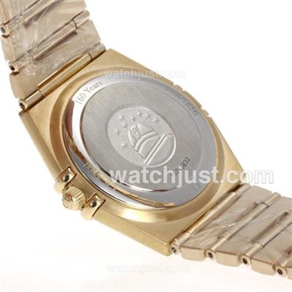 Omega Constellation Swiss ETA Movement Full Gold Diamond Bezel and Markers with Golden Dial