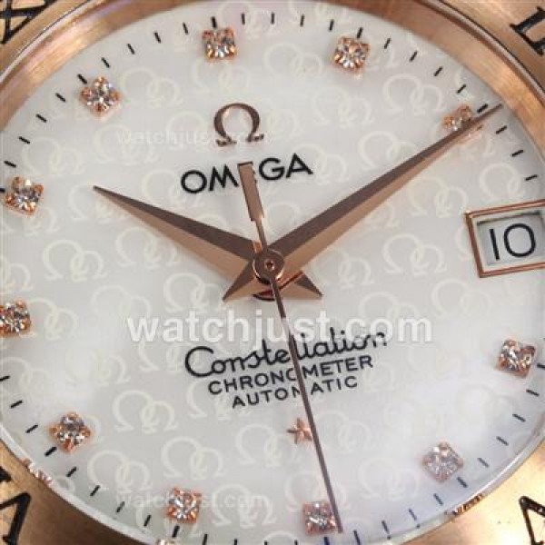 Omega Constellation Swiss ETA Movement Full Rose Gold Diamond Markers with MOP Dial